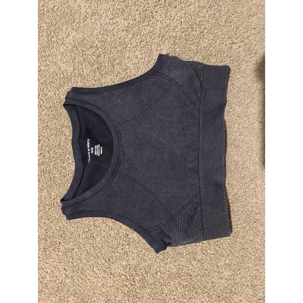 Harmony Balance Seamless Ribbed High Neck Cropped Tank Top Charcoal Gray Size M